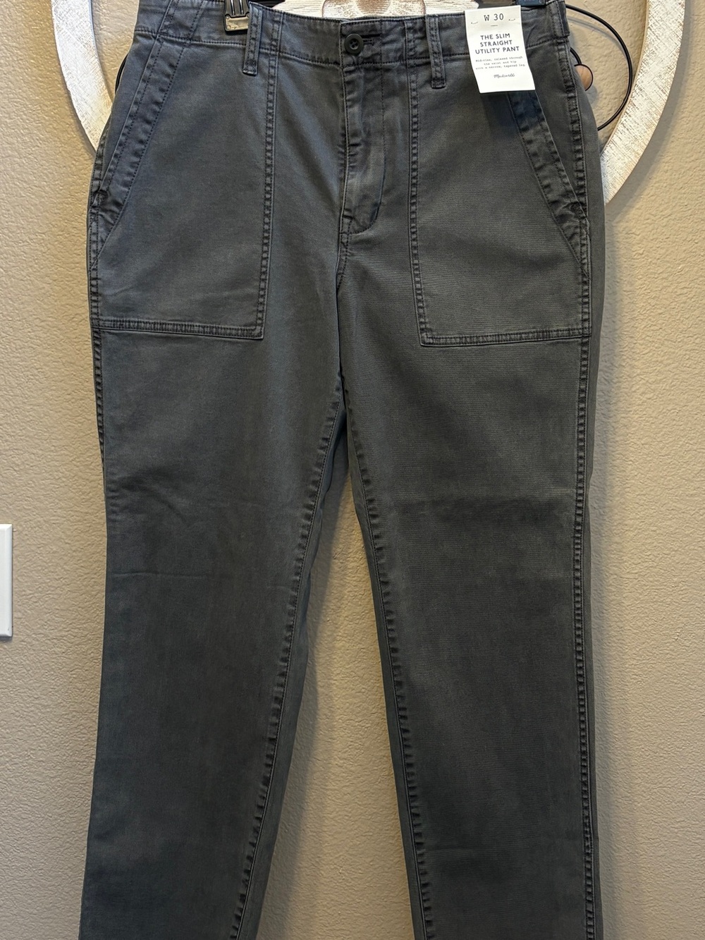 Madewell Dark Gray Utility Slim Straight Pants